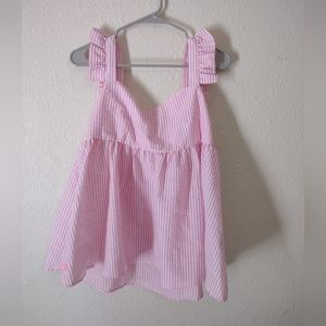 Simply Southern Women's Seersucker Top Stripe Pink M